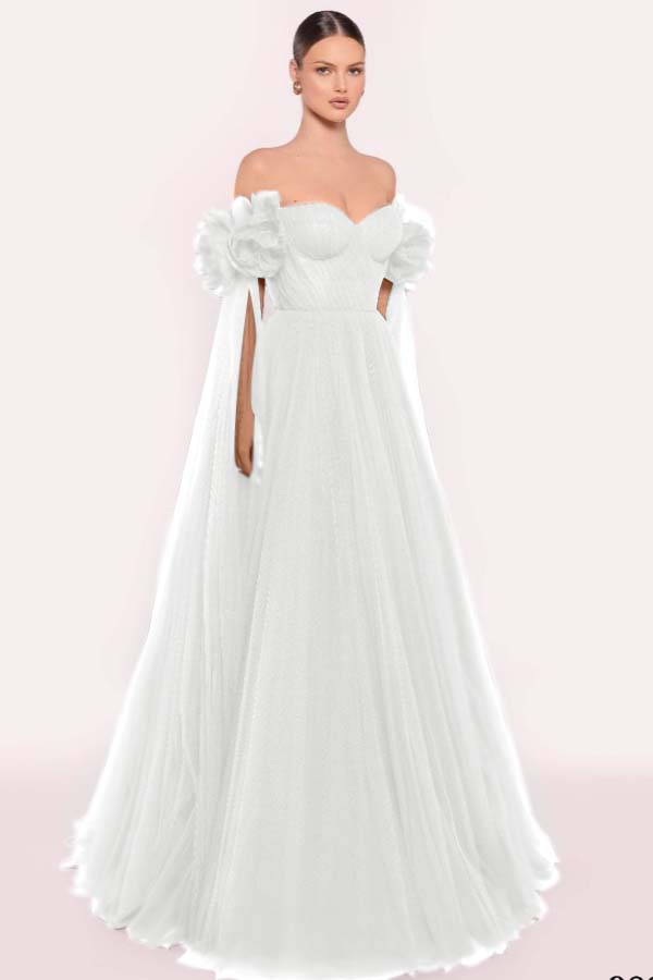 Tulle Off the Shoulder Sweetheart Long Prom Dress With Pleated WQ0206