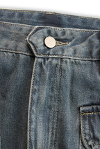 Casual Fashion Gradient Washed Denim Blue Gray Loose Pants